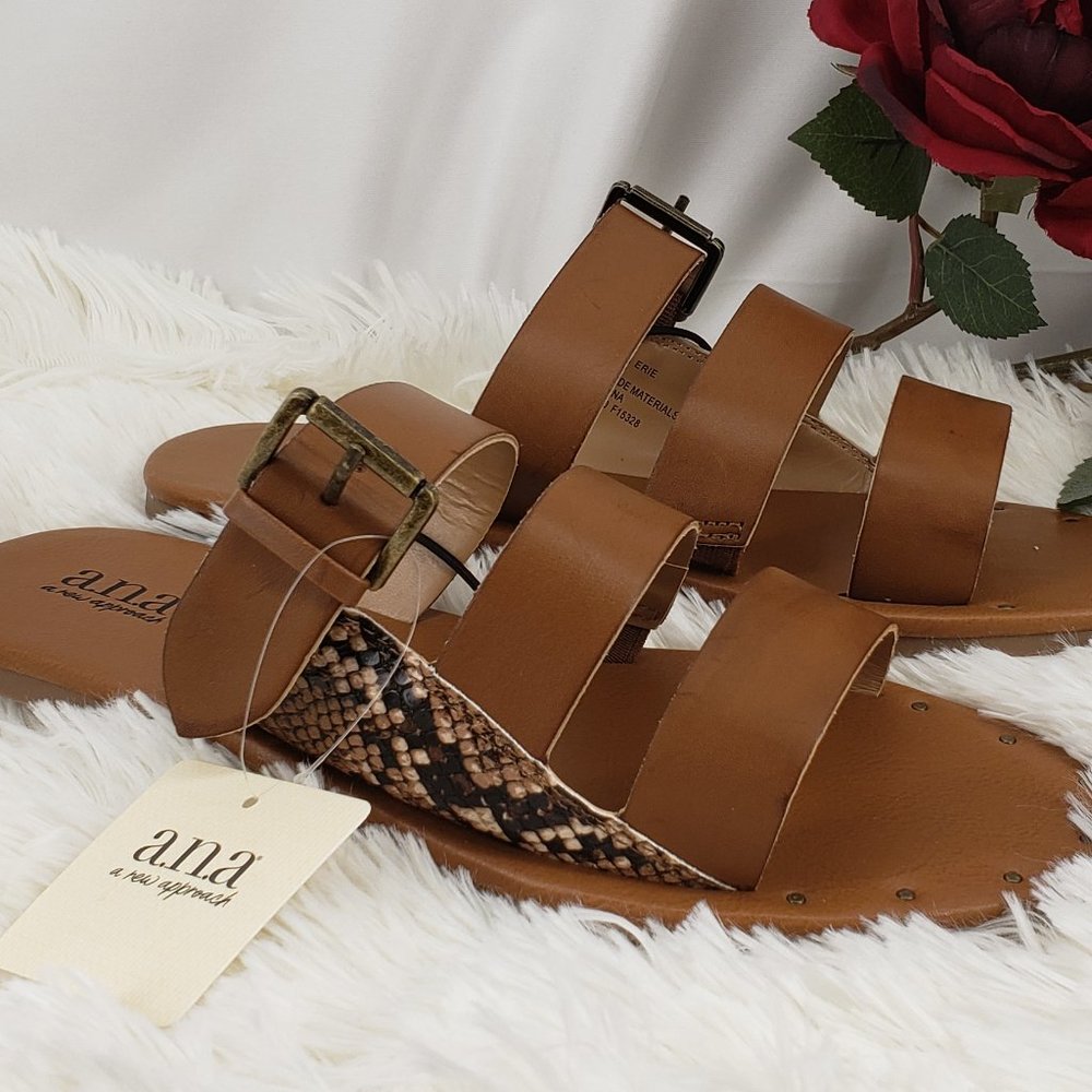 a.n.a. Flat Brown Sandals NIB